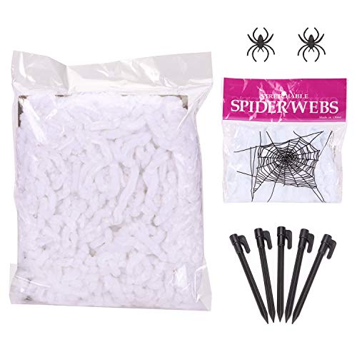 image for AOSKA 16 Feet Giant Spider Web with Super Stretch Cobweb Set with 2 Sm