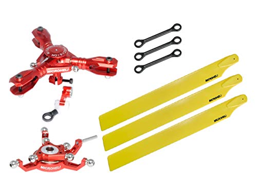 Microheli CNC Triple Yellow Plastic Blades Conversion Set (RED) - Blade 230S / 230S V2