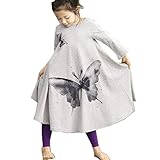 Zeagoo Little Girls'Soft Cotton Long Sleeve Butterfly Print A-Line Dress