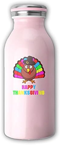 Colorful Happy Thanksgiving Insulated Vacuum Milk Bottle Stainless Steel Thermos 12 Oz