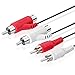 TNP RCA Piggyback Extension Cable (6 Feet) 2RCA Audio Extender Adapter Cord Wire Coupler Male to Female Dual Red/White Connector Jack Plug Extend Video Audio 2 Channel Stereo (Right and Left)