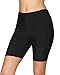 Anfilia Womens Long Board Shorts High Waist Swim Shorts Solid Swimsuit Bottom