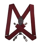 JIERKU Leather Braces for Mans Suspenders Mens Dress Suspenders with Clips