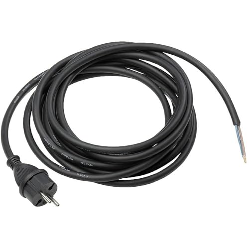 AS –- Schwabe 70530 Rubber Connection Cable, 5 m, H05RN-F, 2 x 1.0, Black, IP44, for Industry/Construction Sites