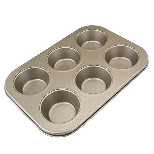 6-Cups Mini Muffin Cupcake Pan, WarmHut Nonstick Cupcake Baking Pan, Torte Souffle Cheesecake Egg Tart Makers Cake Molds Baking Molds Gourmet Bakeware