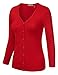 JJ Perfection Women's 3/4 Sleeve V-Neck Button Down Knit Cardigan Sweater