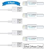 [4 Pack] [Apple MFI Certified] iPhone 6/6S Charging Lightning Cables For Apple By Pro-Charge Technology, 8-Pin Phone Charger Power Sync Connector To USB For iPhone 6 & 6+ Plus/5/5s/5c -White