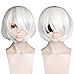 Cfalaicos Short Pure White Costume Hair with Free Wig Cap ( Eye Cover Not Included )