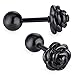 Cottvott Flowers Surgical Steel Earrings Studs for Womens Gold Black (3pairs Mix Color)