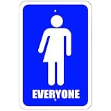 Plastic Sign Everyone Bathroom - All Gender Neutral Transgender Transexual Restroom - 6