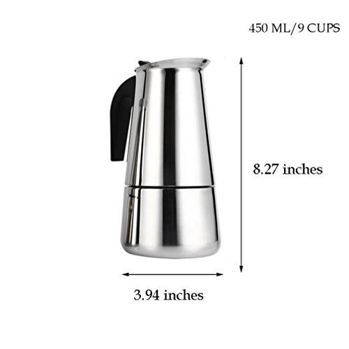 Moka Pot Coffee Maker Stainless Steel Stovetop Espresso Maker