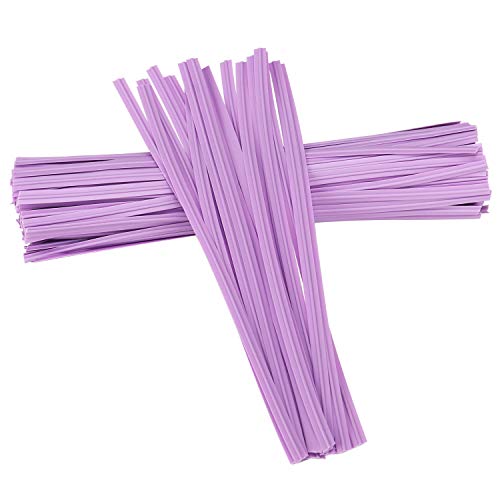 Easytle Plastic Purple Twist Ties Garden Plant Twist Tie for Gardening, Home, Office, Travel, Holiday 100 Pcs