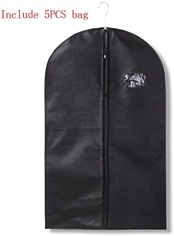 5PCS Garment Bags for Luggage, Dresses, Linens, Storage or Travel, Black Non-woven Suit Garment Covers,Black