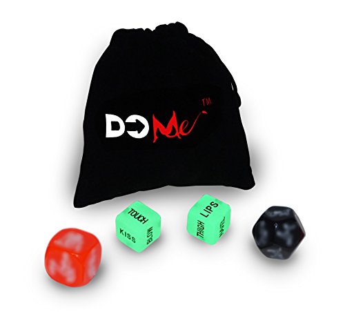 NEW! Dice for Partners - 2 Action Dice + 2 Position Dice in a Black Velvet Pouch - Mix of Colored and Glow-in-the-Dark