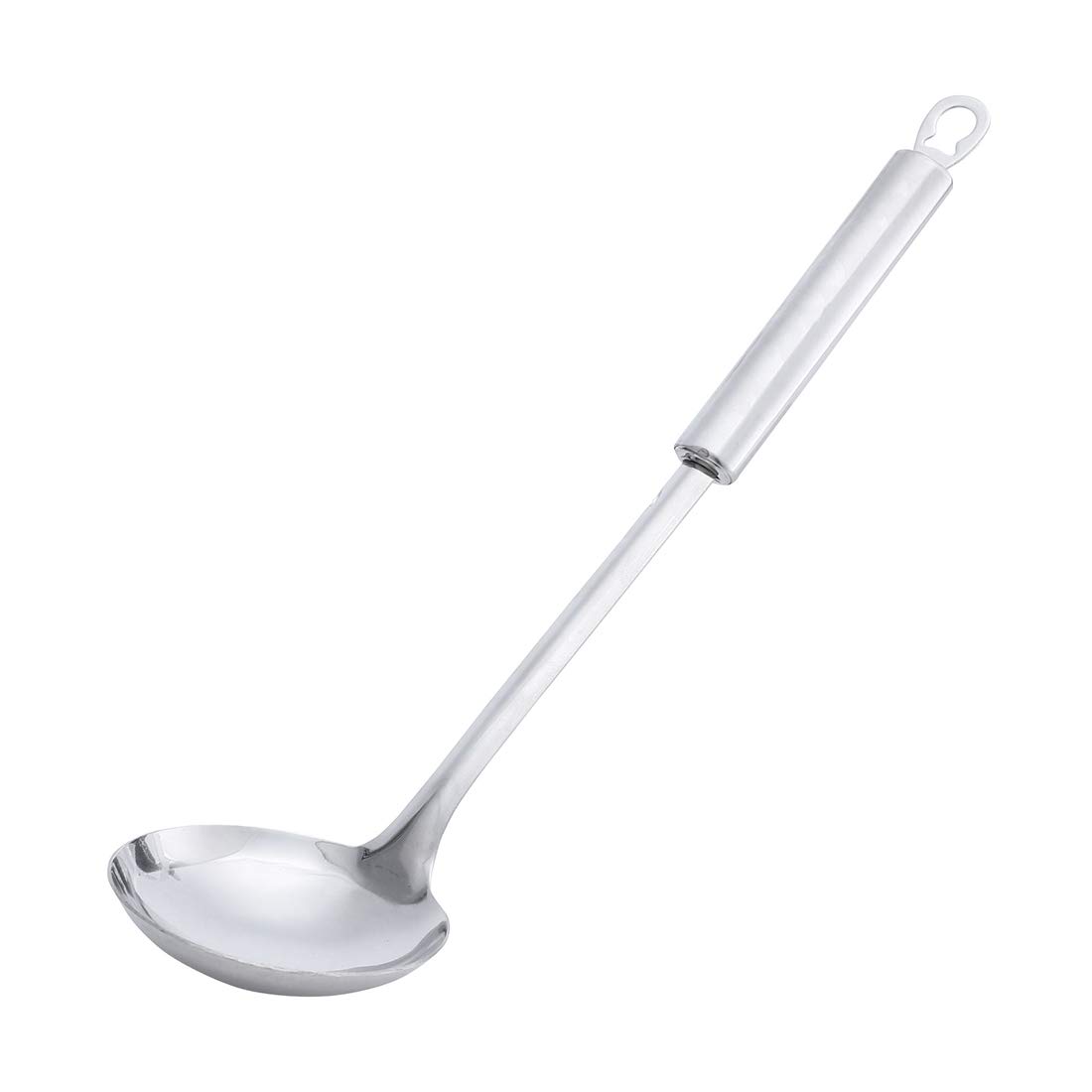 sourcing map 11 Inch Length Stainless Steel Soup Ladle Dining Hall Long Handle Spoon Chef Cooking Utensil Silver Tone