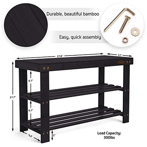 Homemaid-Living-Bamboo-3-Tier-Shoe-Rack-Bench-Premium-Shoe-Organizer-or-Entryway-Bench-Perfect-for-Shoe-Cubby-Entry-Bench-Bathroom-Bench-Entryway-Organizer-Hallway-or-Living-RoomBlack
