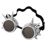 Leegoal(TM) Vintage Steampunk Goggles Spiked Gothic Welding Cyber Punk Gothic Cosplay Glasses (Silver)