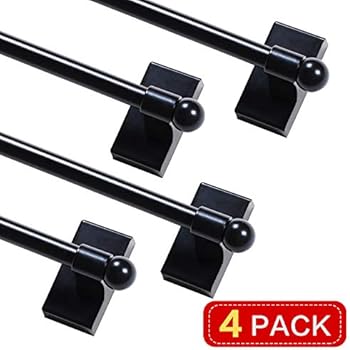 Turquoize Multi-Use Adjustable Appliance Magnetic Rod Extends from 16in to 28in Magnetic Curtain Rod, Black,4 Pack