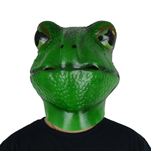 LarpGears Novelty Halloween Costume Frog Latex Mask Animal Mask Adult Size Green - Thumbnail 5