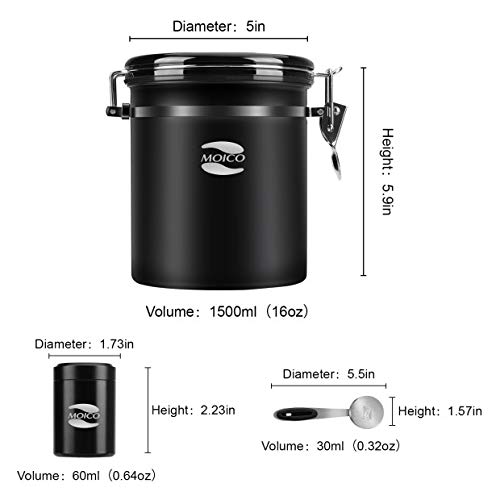 Coffee Canister, MOICO Stainless Steel Coffee Containers with One Way