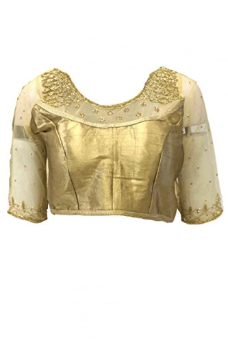 RMB3156 Antique Gold Ready Made Designer Saree Blouse