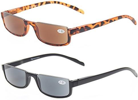 Reading Glasses 2 Pack Half Moon Frame Sun Readers Lightweight Spring Hinge Glasses