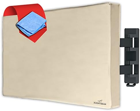 Outdoor TV Cover - 50”– 52” | FREE Microfiber Cloth | Weatherproof protection for 50”–52” Flat Screen, LED, LCD, Plasma Screens - Fits Wall &amp; Standard Mounts – Beige
