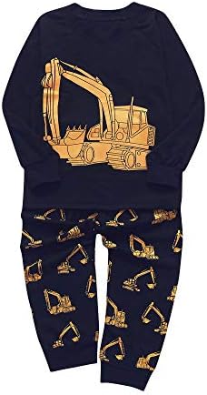 kaiCran Boys' Pajamas, 2-Piece PJ Set, Tractor Print Tops + Pants Outfits
