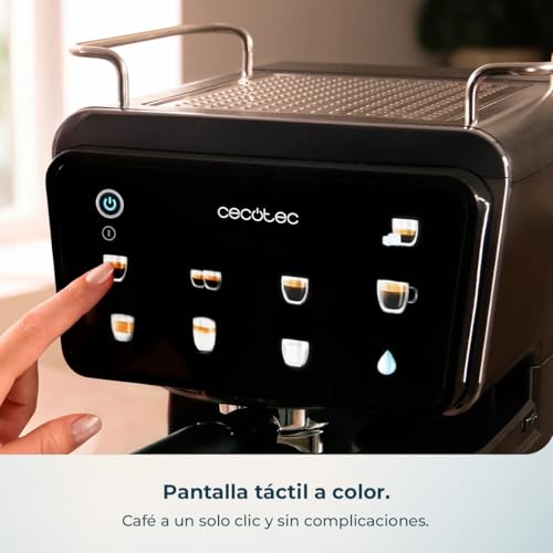 Cafeteras Express Semiautomáticas Power Espresso Touch ColdBrew Latte. 1350W, 20 Bares, Frío, Templado o Caliente, Pantalla Táctil, 1.5L Depósito Agua, 500ml Depósito Leche, Doble Brazo