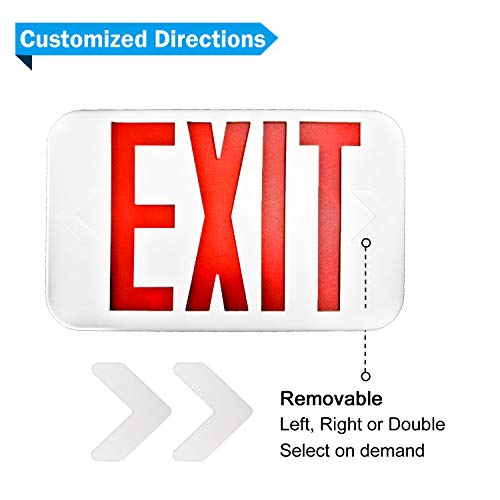 SPECTSUN LED Exit Sign with Battery Backup, Red Exit Light - 2 Pack, Hardwired Combo Exit Sign,120V/277V Exit Sign with Arrow, UL Exit Sign Lighting Interior/Stair, Wall Mount/Ceiling Exit Sign White - Thumbnail 6