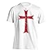 Crusader Knights Templar Cross T-Shirt - Medieval Warrior Christian Tee, White, Large