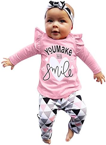 OSYARD Baby Romper Set,❤️ Newborn Toddler Infant Girls Letter Print Tops Geometric Pants Outfits Set Sleepwear Autumn Winter Child Casual Outfits Clothes