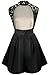 FANCYINN® Women Turtleneck Sleeveless Lace Floral Mini Skater Cocktail Dress Black