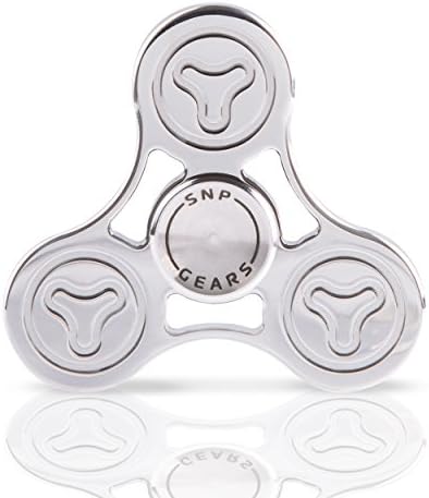 SNP GEARS Metal Fidget Spinner Anti Anxiety - Toy EDC Focus With High Speed Bearing Fingertip EDC for kids &amp; Adult Best For Stress Relief Boredom ADD ADHD Anti-Anxiety Autism (Silver)