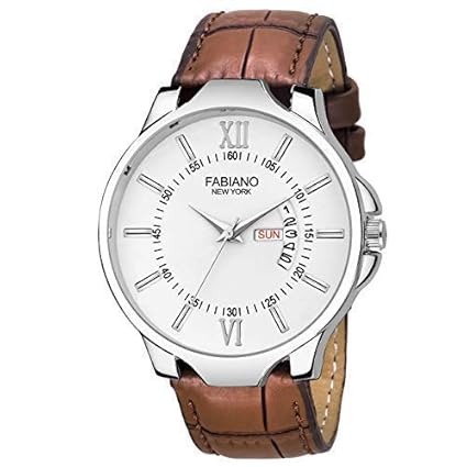 Mens Day & Date Brown Wrist Watch FNY117