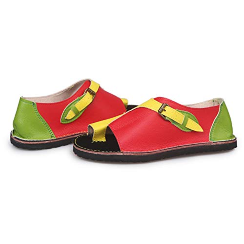 Women's Retro Roman Slides Sandals Comfy Espadrille Slide-on Open Toe Faux Leather Ankle Buckle Summer Flat Sandals