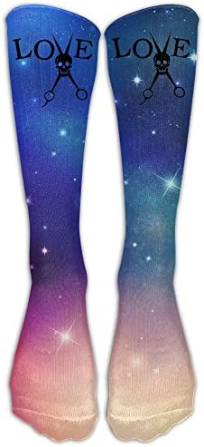 Barber Hair Stylist Love Skull Mens Womens Cotton Crew Athletic Sock Running Socks Soccer Socks