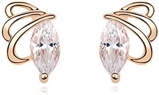 Idin Stud Earrings - Gold-plated Butterfly Dettol Zircon Stud Earrings ( white ) (approx. 1.2 x 0.8 cm)