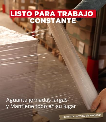 YUREX Emplaye Rollo Calibre 80 que Rinde Más con Menos Vueltas 18 pulgadas x800 pies para Empaque y Embalaje Protege Muebles Pallets en Mudanzas y Almacenaje sin Dejar Residuos Manual y Transparente