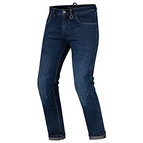 SHIMA DEVON Motorcycle Jeans - Ventilated Elastic Slim Fit Riding Trousers Mens with FiberQL Reinforcements, CE Knee and Hips Protectors (Men, Dark Blue, 36)