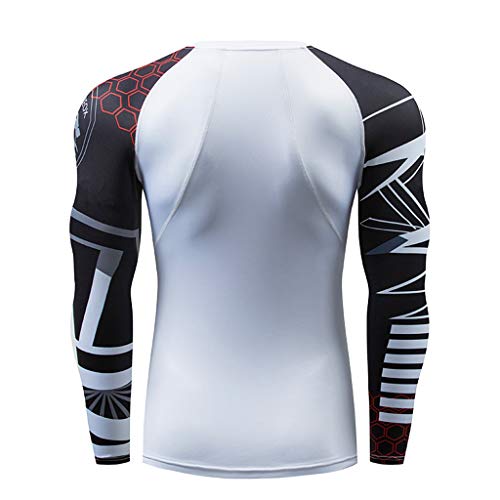 Allywit-Mens Compression Shirts Long-Sleeve Workout Undershirts for Running, Cycling, Yoga, Fitness White - Thumbnail 2