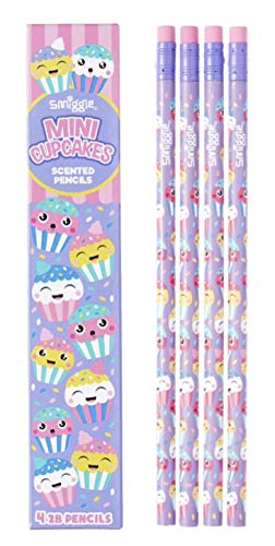 Smiggle Pencils x 4 Pack Scented Wooden With Eraser Top (Mini Cupcakes)