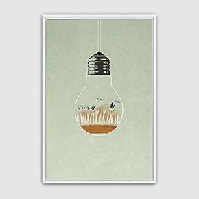 signwin Framed Canvas Wall Art Bottle and Bulb...