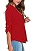 Dokotoo Womens Casual Chiffon Ladies V-Neck Cuffed Sleeve Blouse Tops Medium Wine,Wine,(US8-10)M