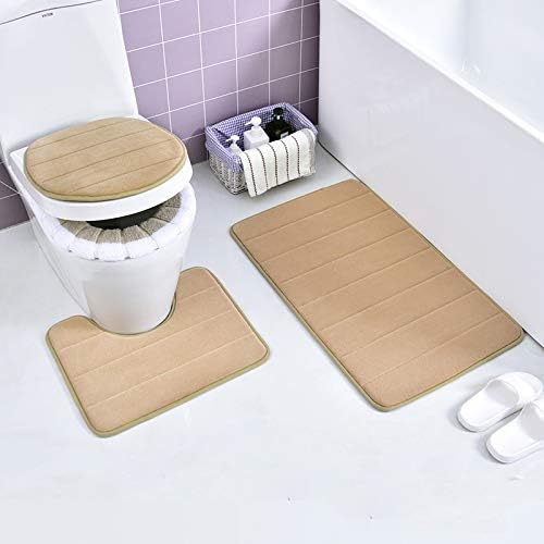 DAKA 4-teiliges Badezimmerteppich-Set, rutschfeste Mikrofaser, zottelig