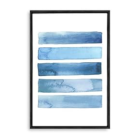 Framed Canvas Home Artwork Decoration Nordic Style Blue Canvas Wall Art for Living Room, Bedroom - 16x24 inches