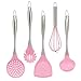 5pcs Silicone Cooking Utensils Set, Beasea BPA Free Kitchen Utensils Kit for Nonstick Heat-Resistant Cookware, Spoon, Egg Whisk,Pasta Server, Ladle, Skimmer, Turner