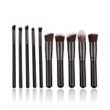 Unimeix 10 Pcs Premium Synthetic Kabuki Makeup Brush Set Cosmetics Foundation Blending Blush Eyeliner Face Powder Brush Makeup Brush Kit (Black White)¡­