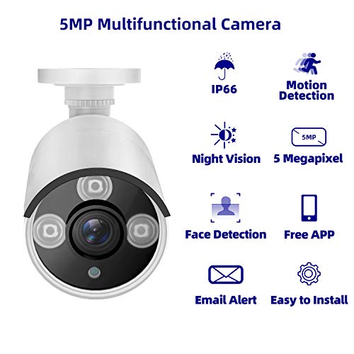 Home Security Camera System,Wandwoo 5MP Security Camera System,8-Channel Ultra HD 4K Output Video DVR Recorder,8×5.0MP (2560 X 1944) Security Cameras,2TB Hard Drive for 24/7 Recording