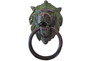 BRASS BLESSING Door Knocker - Fully Brass Made -Traditional Hardware : (Small Lion Type - Vintage Finish)